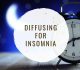 moon and alarm clock with text diffusing for insomnia